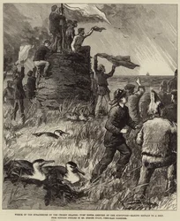 クロゼ諸島のストラスモアの残骸、生存者によって建てられたターフタワー、船に信号を送る